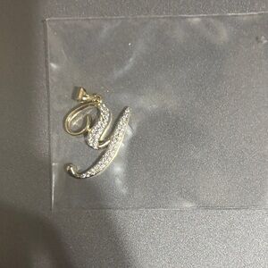Gold plated “Y” Pendant with Crystals
